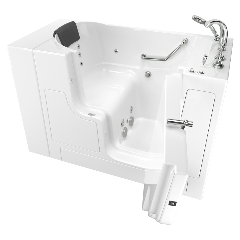 Gelcoat Premium Series 30 x 52-Inch Walk-in Tub With Whirlpool System - Right-Hand Drain With Faucet